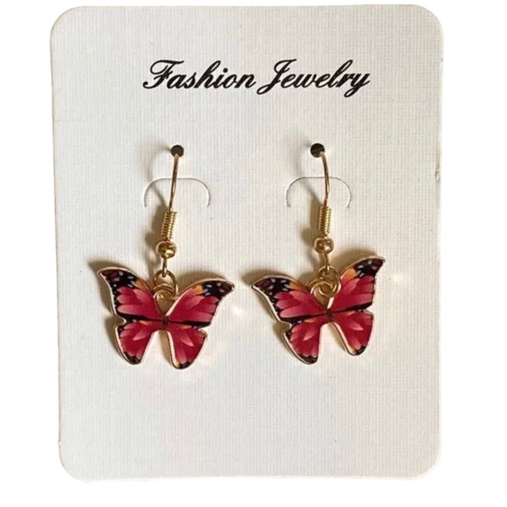 Pink Butterfly Earrings jewelry Painted Lady  | MS symbol
